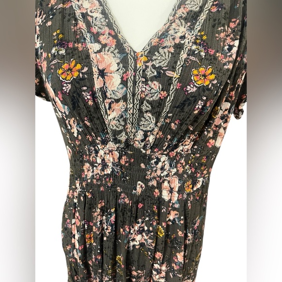 Knox Rose Boho Floral Print Smocked Dress Sz Small - Picture 2 of 6